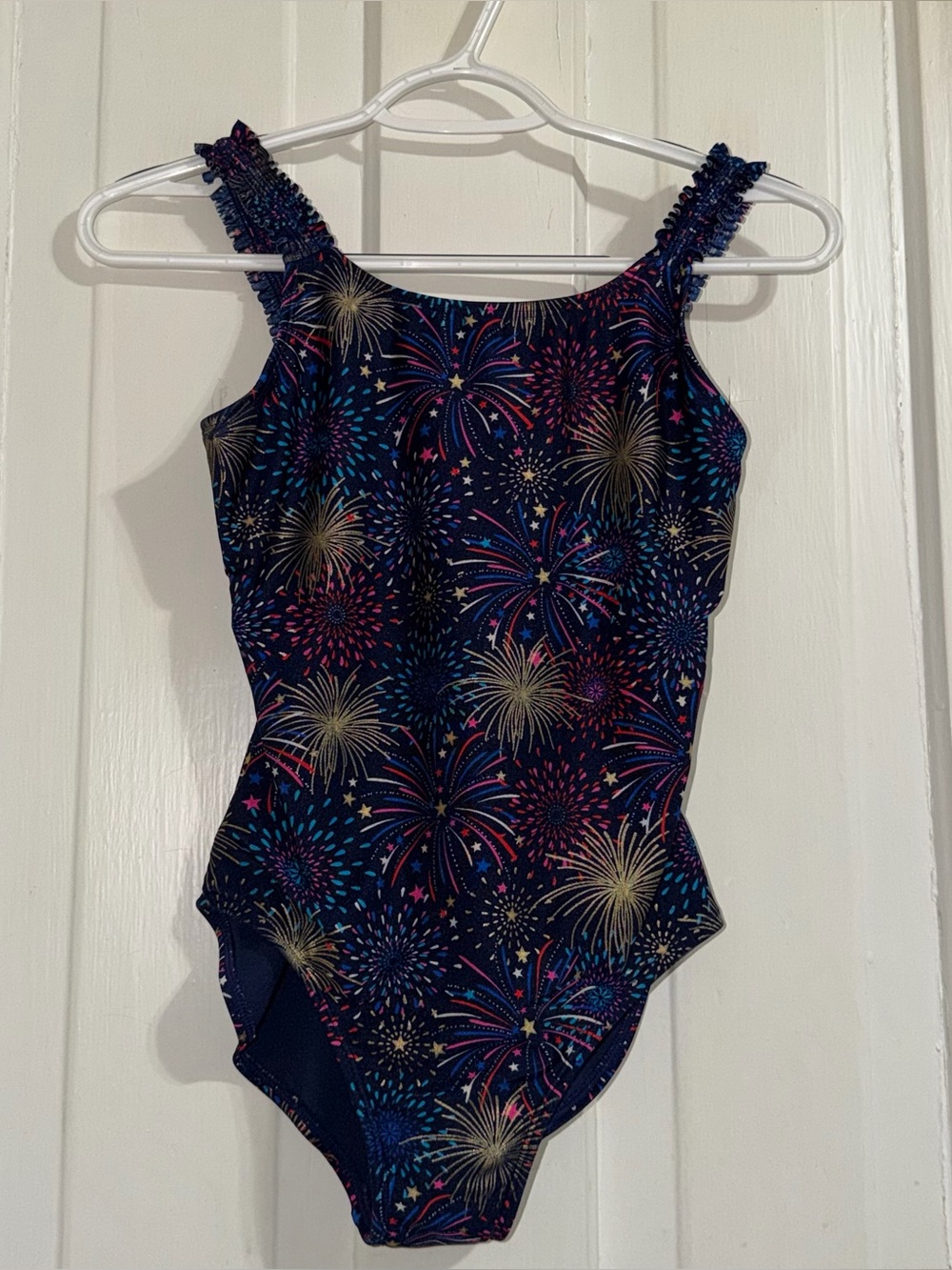 Kids girls size large 10/12 swimsuit Navy Fireworks One-Piece Swimsuit